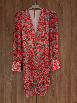 Mini floral dress like new, red and pink