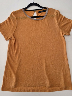 Cortefiel Short Sleeve Blouse Top Like New, Orange, Size L