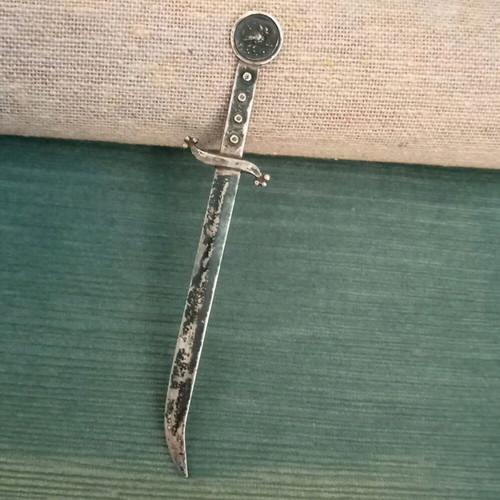 Silver 925 paper cutter used, miniature 10 cm, width 0.50mm