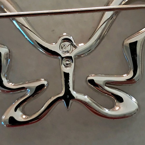Swarovski pin used, missing two stones, silver