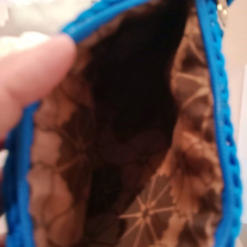 Handmade small blue wallet bag new with gold chain strap