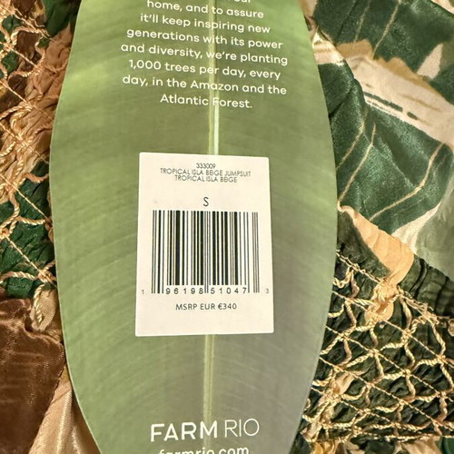 Farm Rio Tropical Isla One-Shoulder Jumpsuit size S new with tags