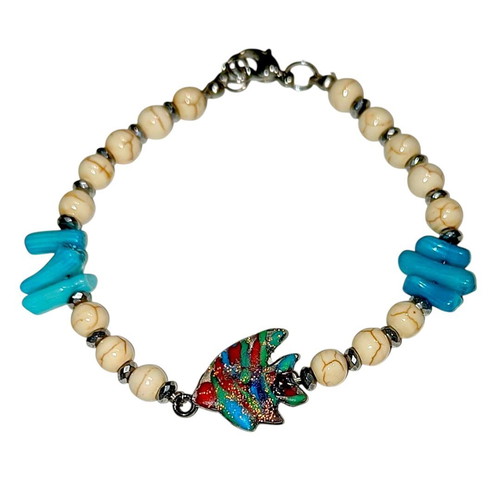 Handmade bracelet with semi-precious stones and enamel new