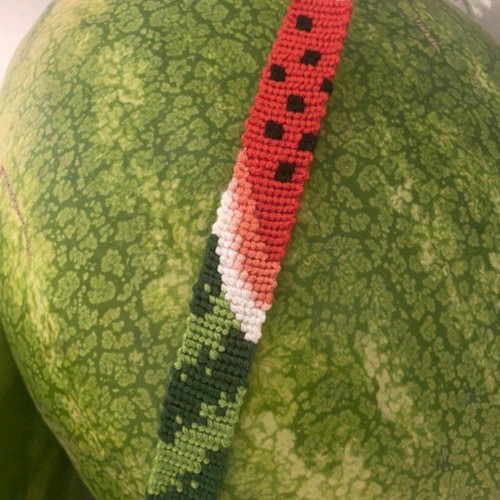 Macrame summer bracelet with watermelon design made to order