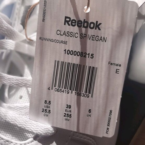 Reebok athletic shoes new, women's size 39, white