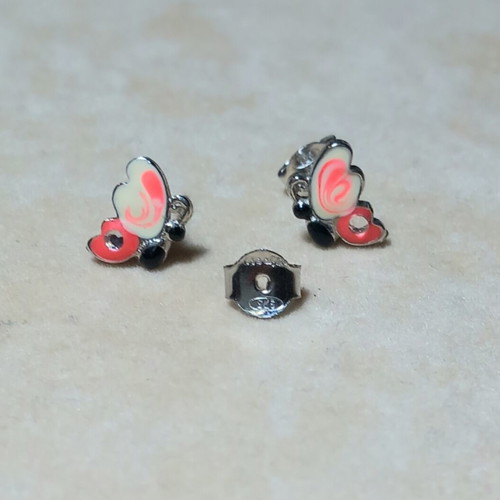 Silver earrings 925° with enamel and 2 small zircons