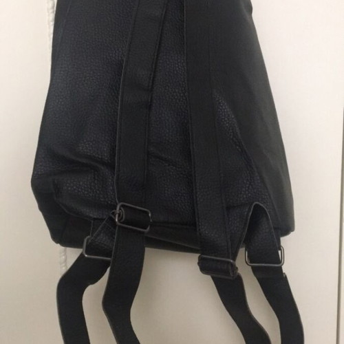 Backpack new, black leatherette and PVC