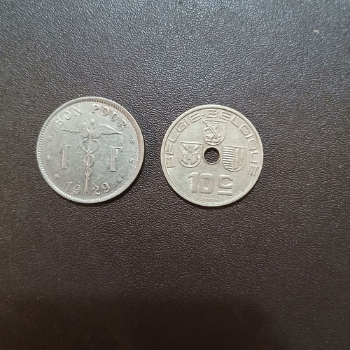 Set of 2 Belgium coins 1929/1939
