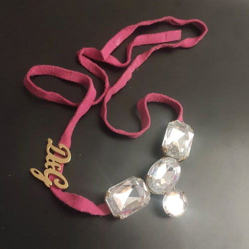 Dolce and Gabbana D&G pink suede leather necklace new