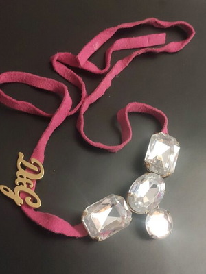 Dolce and Gabbana D&G pink suede leather necklace new