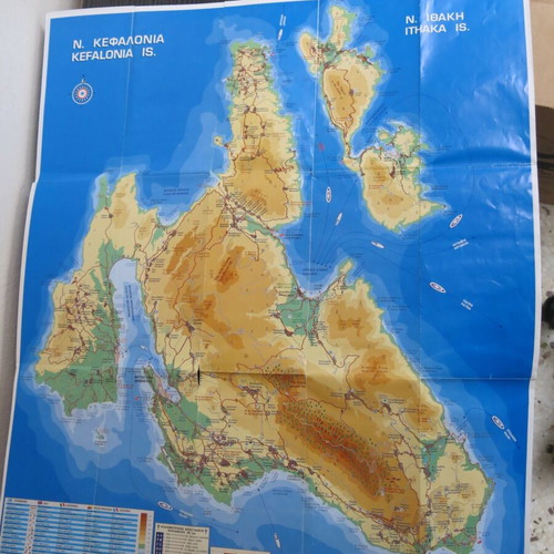 Map of Kefalonia and Ithaka used, Airplane Editions