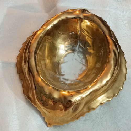 Christian Dior Galle gold-plated ceramic and porcelain ashtray 1960s