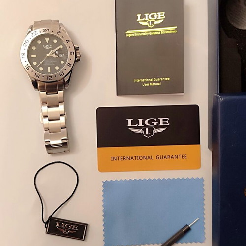 LIGE Quartz Stainless Steel Men's Watch new, full set