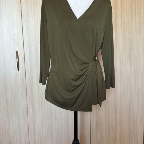 Ralph Lauren women's blouse new, khaki with V-neck and wrap design