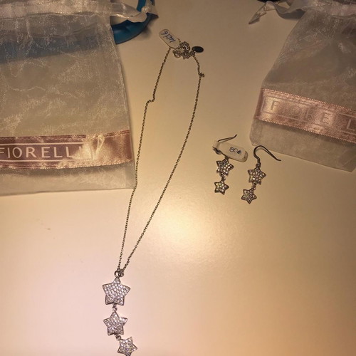 Fiorelli necklace and earrings set silver with zirconia new
