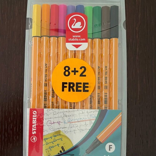 Stabilo Point 0.4mm Colored Fineliner Markers 10pcs new