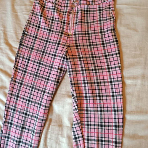 Punk pink checkered leggings pants like new