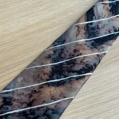 Handmade tie new from 100% pure silk with painted blue and brown designs