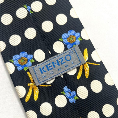 Kenzo Употребявана Черна Копринена Вратовръзка На Точки