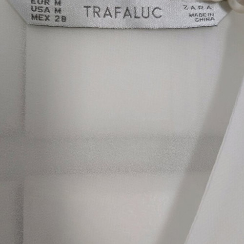 Zara white blouse with lace sleeves used, size M