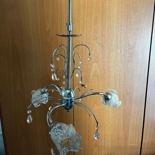 Ceiling light with 3 glass lamps, chrome finish