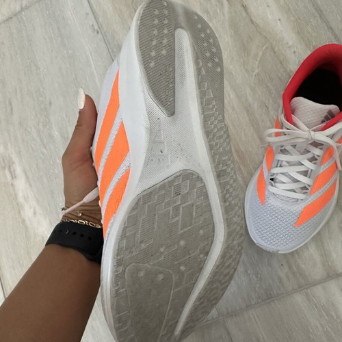 Adidas athletic shoes used, size 38, white with orange stripes