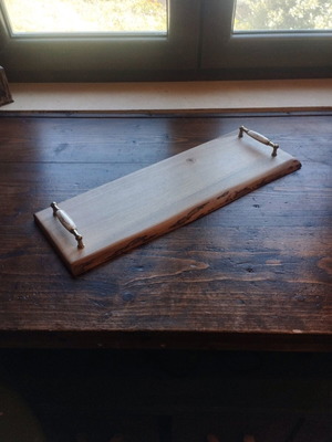 Wooden serving tray handmade from natural walnut like new