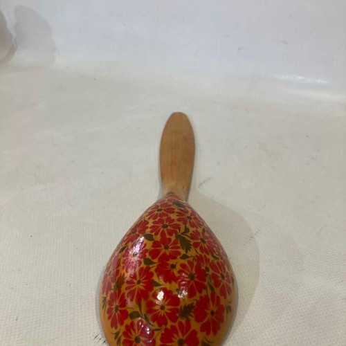 Vintage Bulgarian decorative spoon used with hand-painted flowers 36cm
