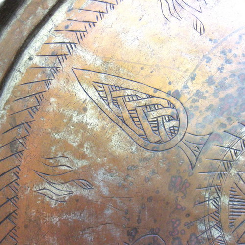 Copper tray used antique with 60 cm diameter
