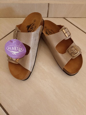 Plakton No 39 sandals new, leather upper, gold
