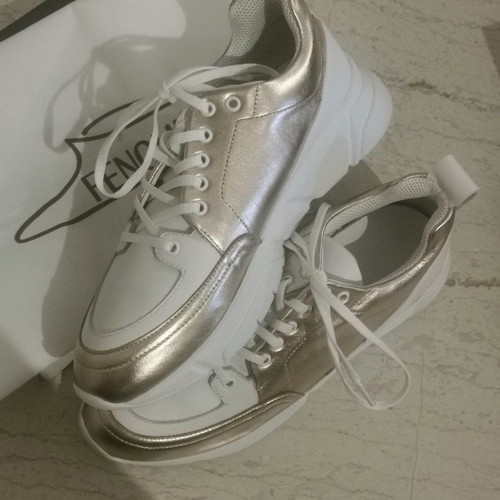 Fenomilano women's sneakers new, white with gold/pink, size 39