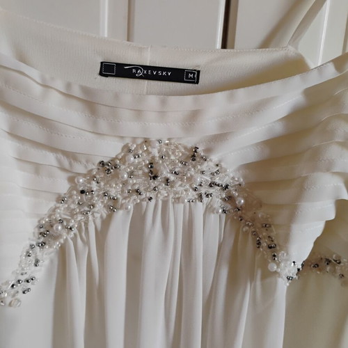 Raxevsky white silk dress medium with beads