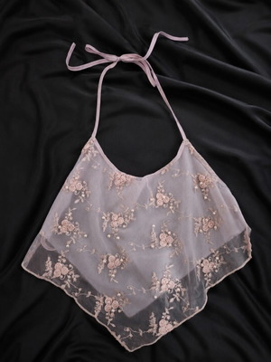 Pink backless top like new, ties at back, size L