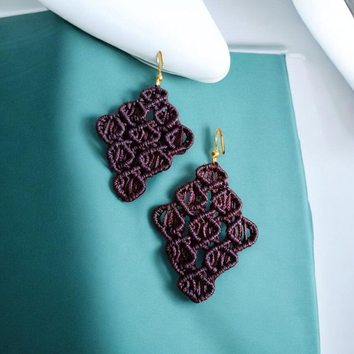 Handmade brown macrame earrings made to order