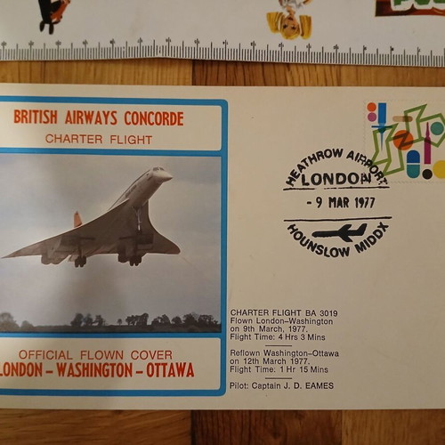 British Airways Concorde flown cover used, first flight stamp