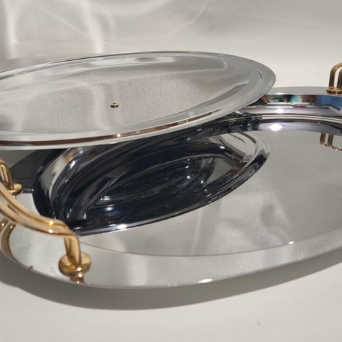 Oval Serving Dish with Lid stainless steel like new