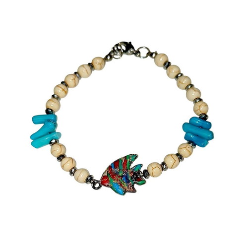Handmade bracelet with semi-precious stones and enamel new