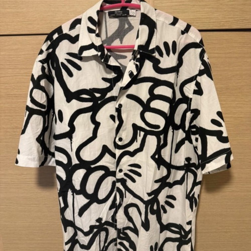 Bershka Mickey Mouse Men's Summer Shirt like new, black and white