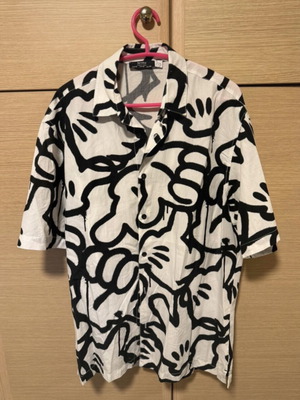 Bershka Mickey Mouse Men's Summer Shirt like new, black and white