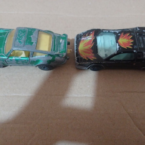 Majorette Lamborghini Countach No. 237 and Matchbox Porsche Turbo No. 3 vintage toy cars