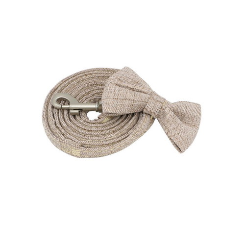 Dog and cat walking leash new, beige with bow