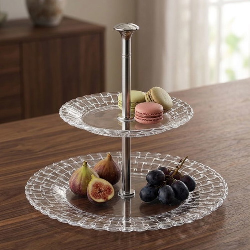 Nachtmann Bossa Nova two-tier serving tray, crystal