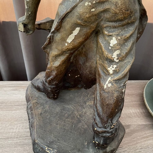 Old ceramic figurine with artist signature, possibly German
