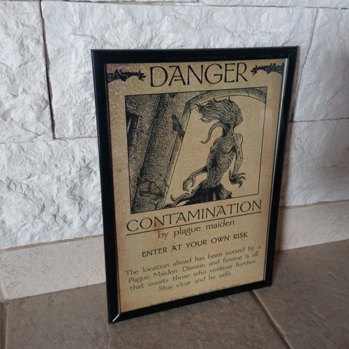 Handmade ink horror art print in A4 frame new
