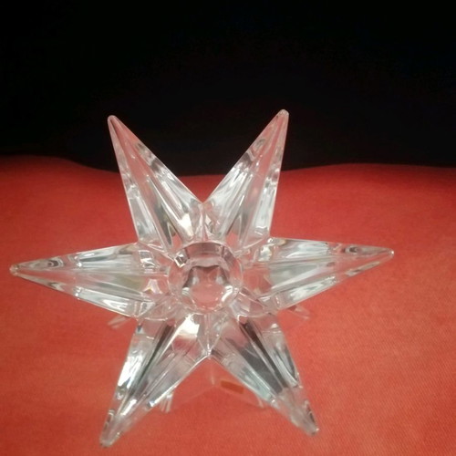 Crystal star-shaped candlesticks new, German origin, set of 2