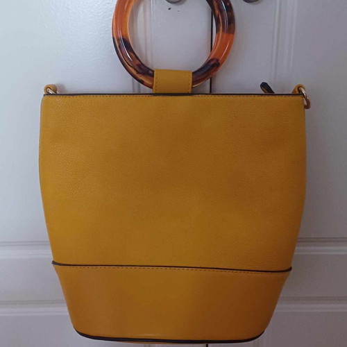 Handbag used with yellow tortoiseshell handle