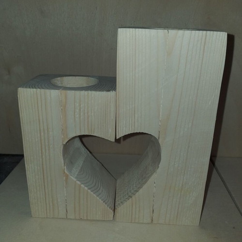 Wooden decorative set handmade with tealight holder, new