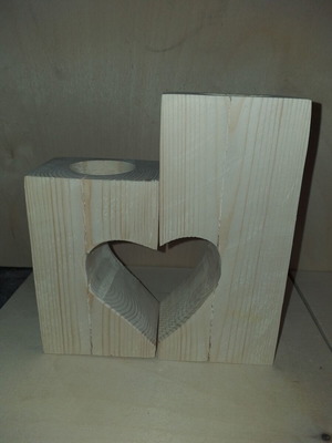 Wooden decorative set handmade with tealight holder, new