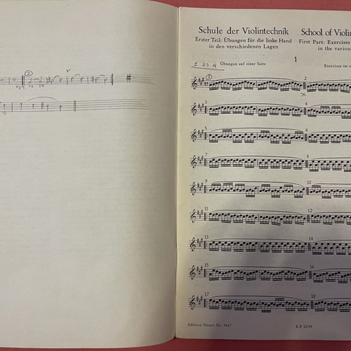 Schule der Violintechnik I sheet music used, Edition Peters