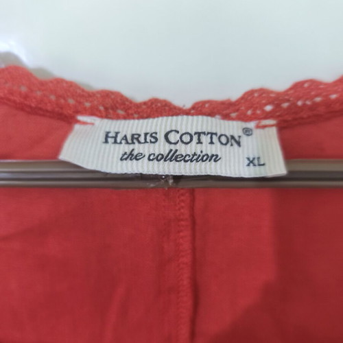 Linen dress coral with lace details like new, sizes L-XL